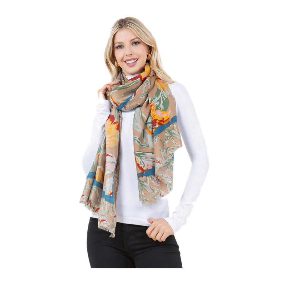 Blue Floral Pattern Scarf