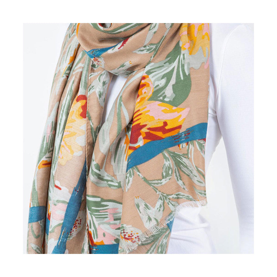 Blue Floral Pattern Scarf