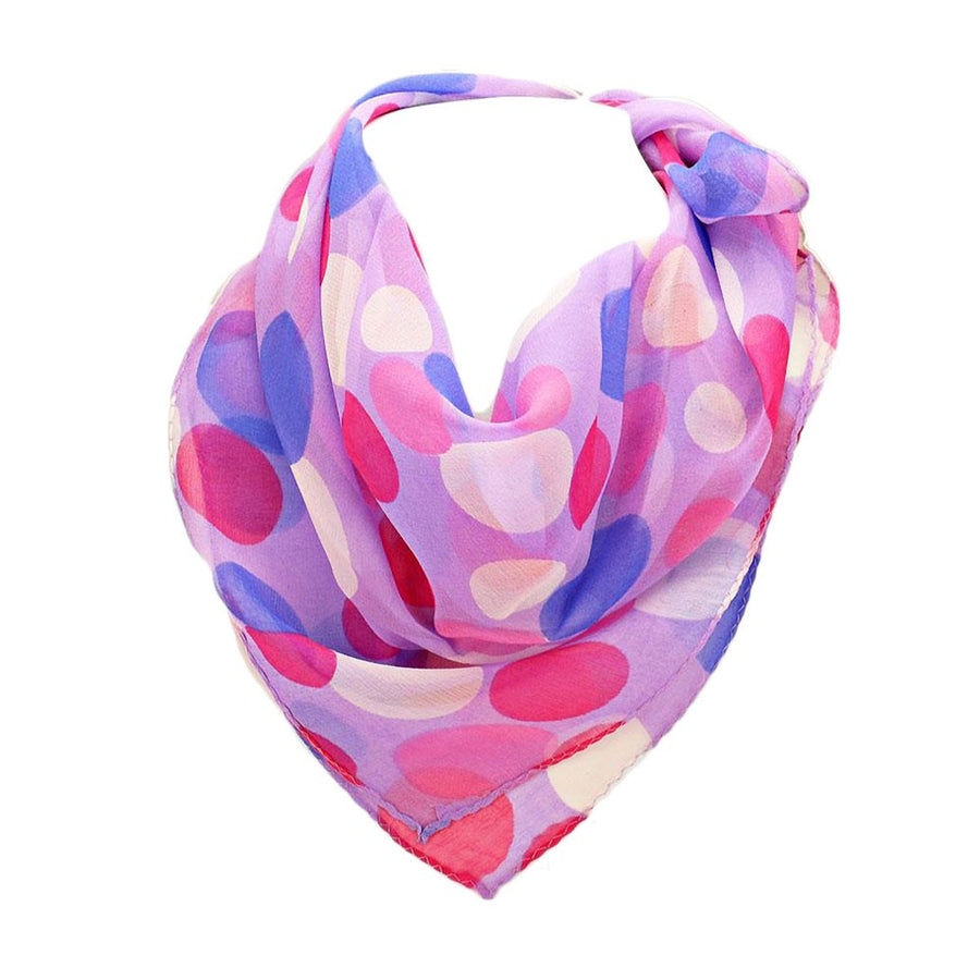 Modern Multi Lavender Polka Dot Square Silk Scarf