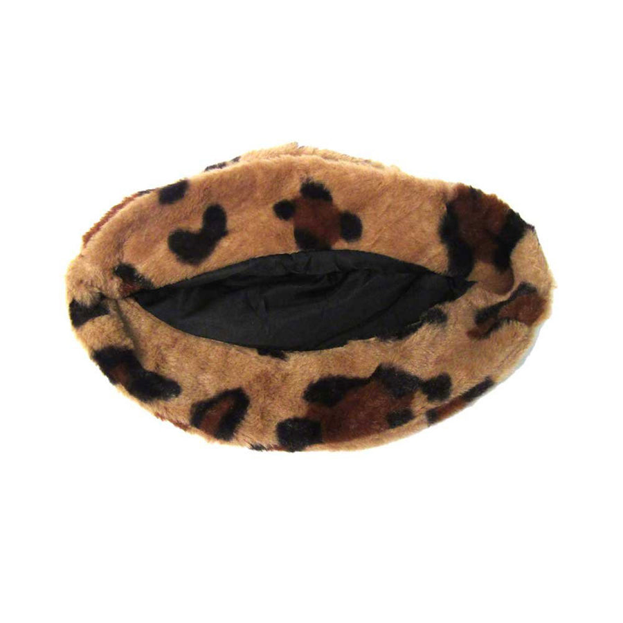 Brown Leopard Faux Fur Bucket Hat