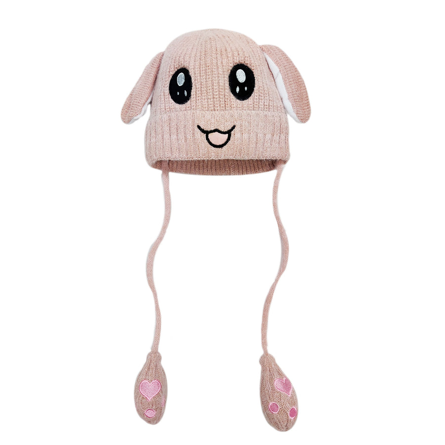 Pink Kid Pop Up Dog Ears Animal Beanie Hat
