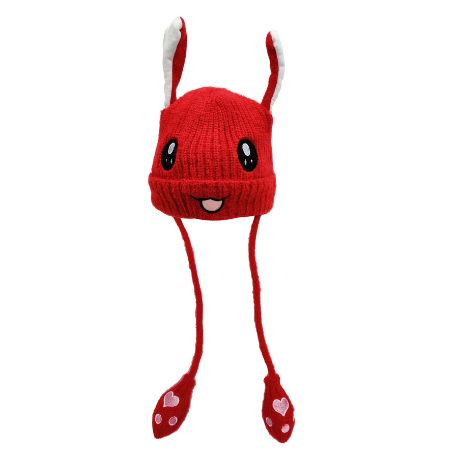 Red Kid Pop Up Dog Ears Animal Beanie Hat