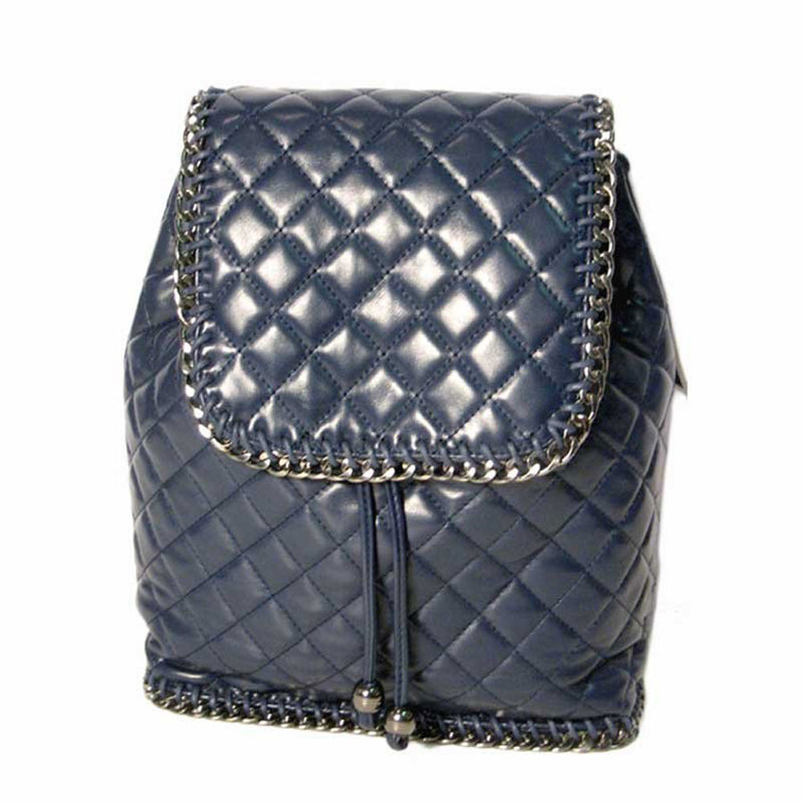 Navy Quilted Chain Trim Backpack