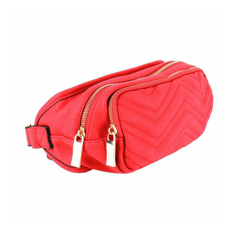 Stylish Red Quilted Belt Bag