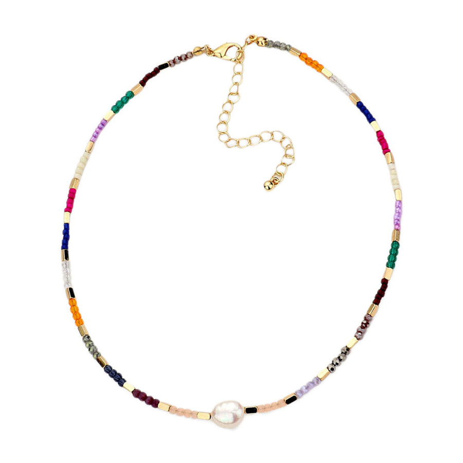 Gorgeous Multi Color Rainbow Pearly Beads Necklace