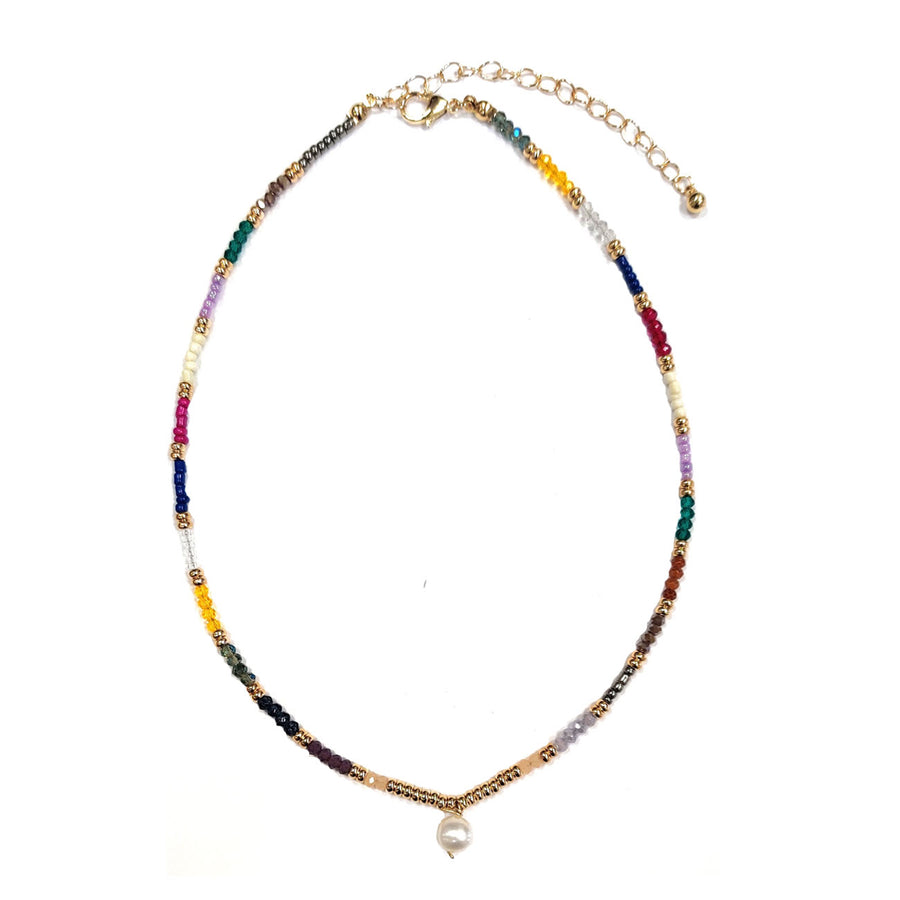Gorgeous Multi Color Rainbow Fresh Water Pearl Dainty Necklace
