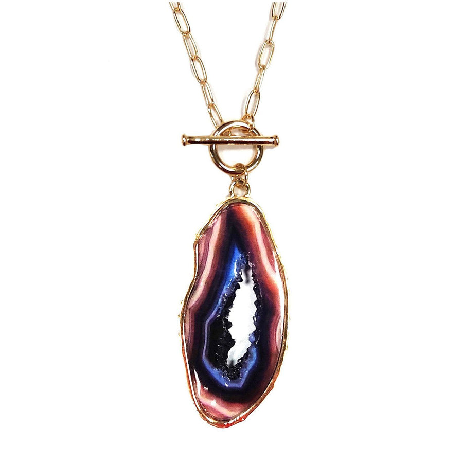 Lustrous Brown Agate Gemstone Pendant Chain Necklace