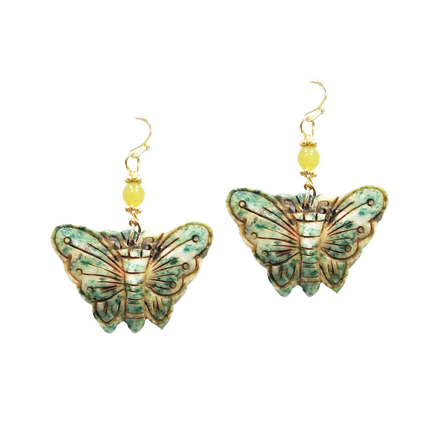 Exquisite handcrafted Butterfly Jade Pendant Earrings