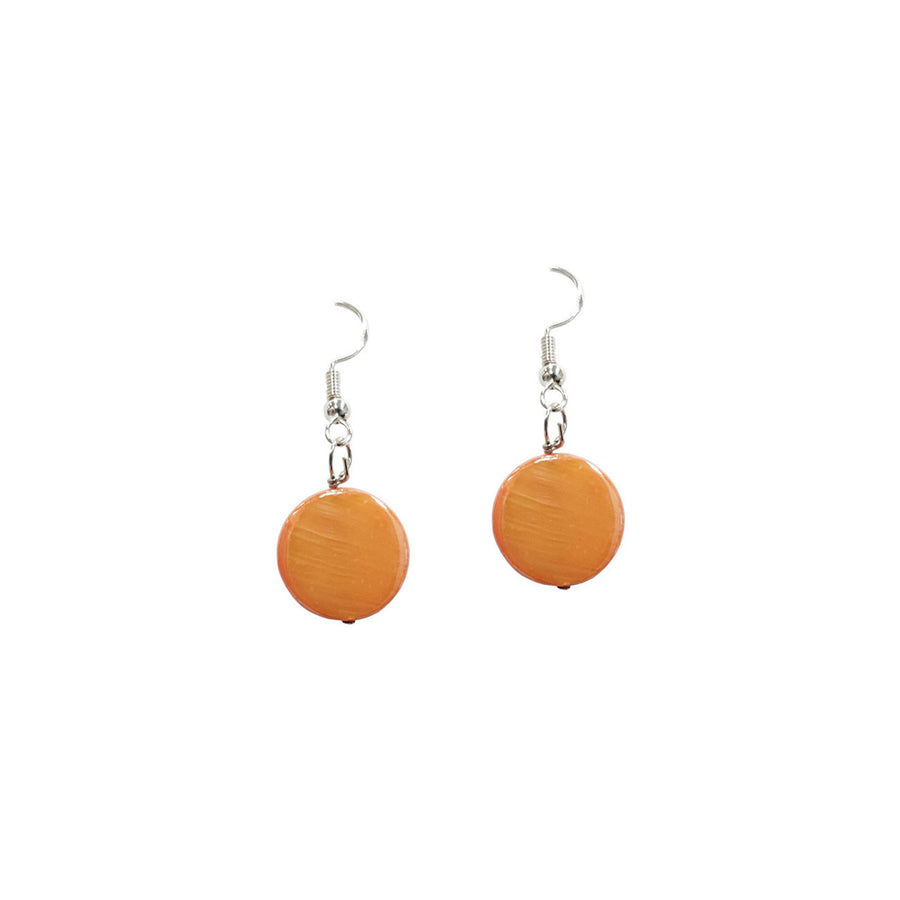 Genuine Mother of Pearl Orange Dangle Earrings