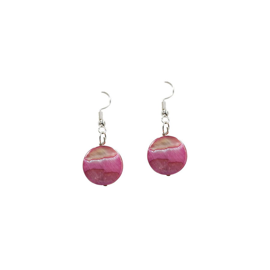 Genuine Mother of Pearl Purple Dangle Earrings