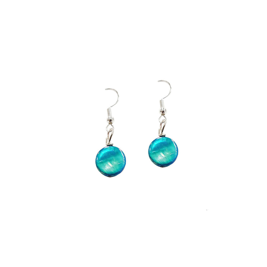 Genuine Mother of Pearl Blue Small Dangle Earrings